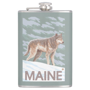 MaineWolf Scene Hip Flask