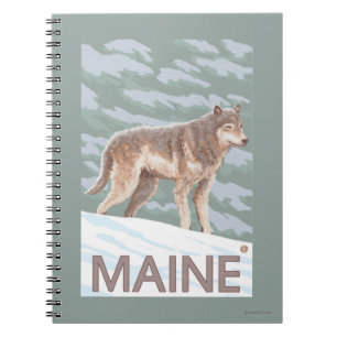 MaineWolf Scene Spiral Notebook