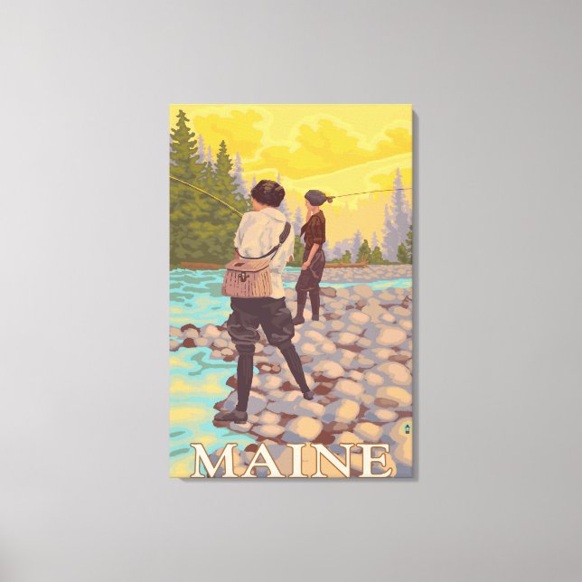 MaineWomen Fly Fishing Scene Canvas Print (Front)