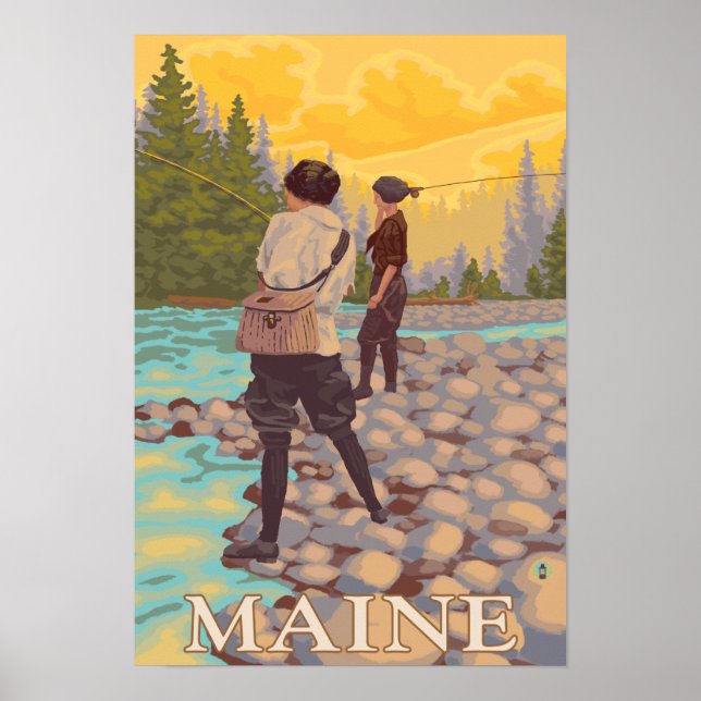 MaineWomen Fly Fishing Scene Poster (Front)