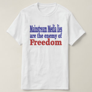Mainstream Media Lies red blue text T-Shirt