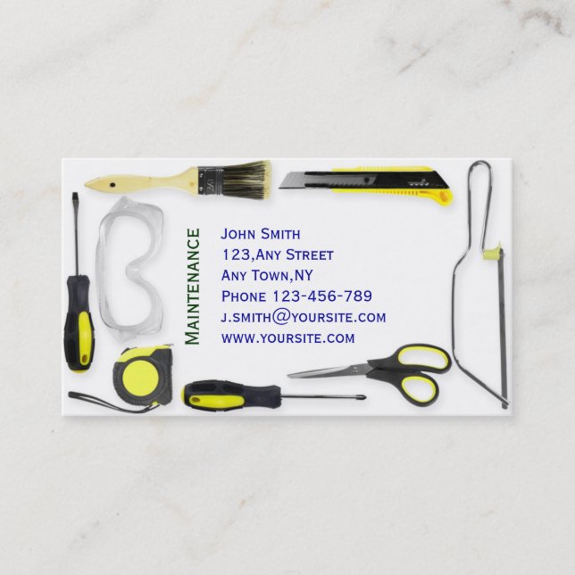 Maintenance Business Card Template (Front)