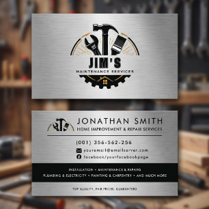 Maintenance Industrial Silver Tools Custom Business Card
