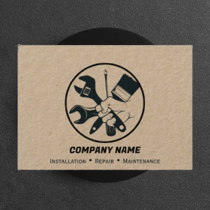 Maintenance Installation Service Kraft Rustic Business Card