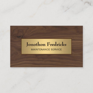 Maintenance Repair Wood Gold Professional Business Card