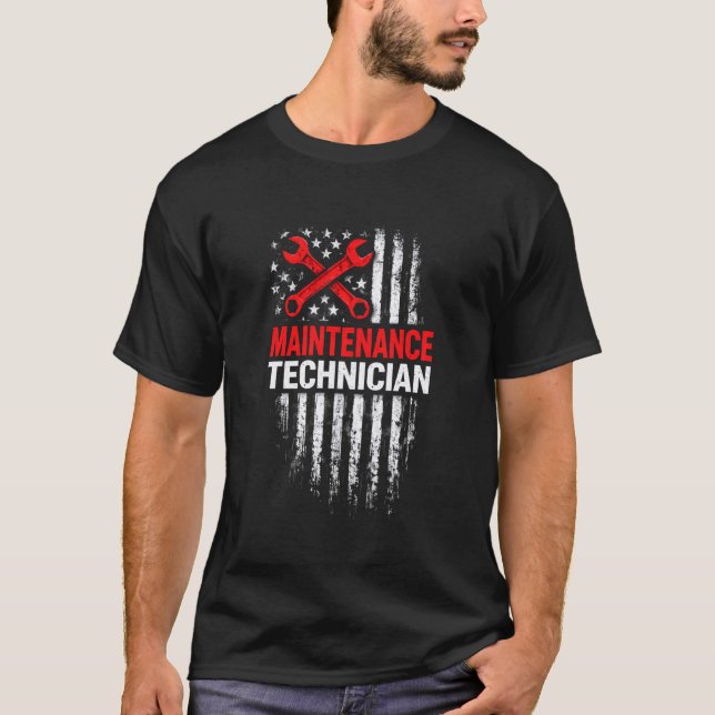Maintenance Technicians Patriotic Flag Proud Skill T-Shirt (Front)