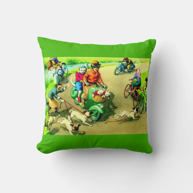Mainzer cats on motorcycles and bikes cushion (Front)