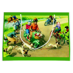 Mainzer cats on motorcycles and bikes large gift bag