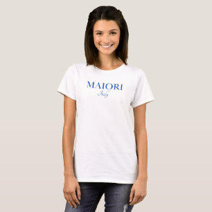 Maiori Italy, Elegant Blue Text T-Shirt