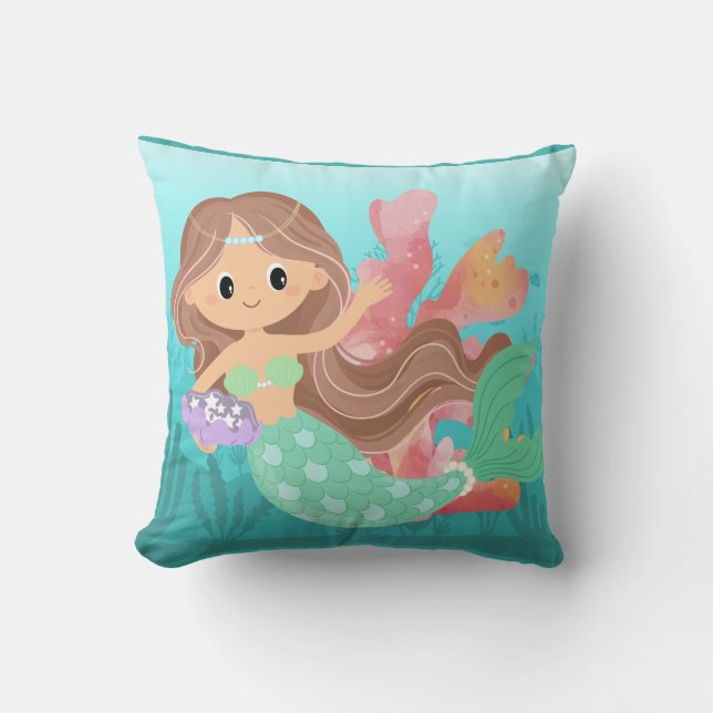 Mairmaid playing in the ocean  cushion (Front)