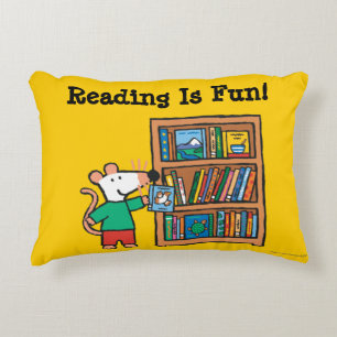 Maisy and a Bookshelf of Books Decorative Cushion