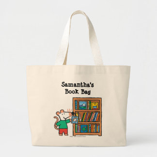 Maisy and a Bookshelf of Books Large Tote Bag