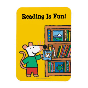 Maisy and a Bookshelf of Books Magnet