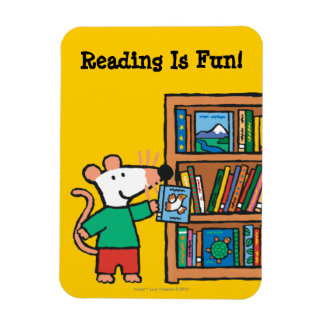 Maisy and a Bookshelf of Books Magnet