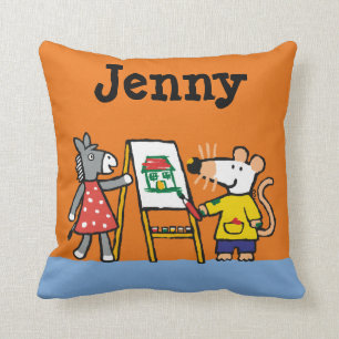 Maisy and Dotty Paint at Preschool Cushion