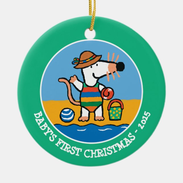 Maisy at the Beach Ceramic Tree Decoration (Front)