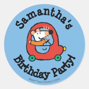 Maisy Drives a Cute Red Car Classic Round Sticker