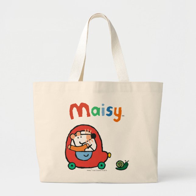Maisy Drives a Cute Red Car Large Tote Bag (Front)