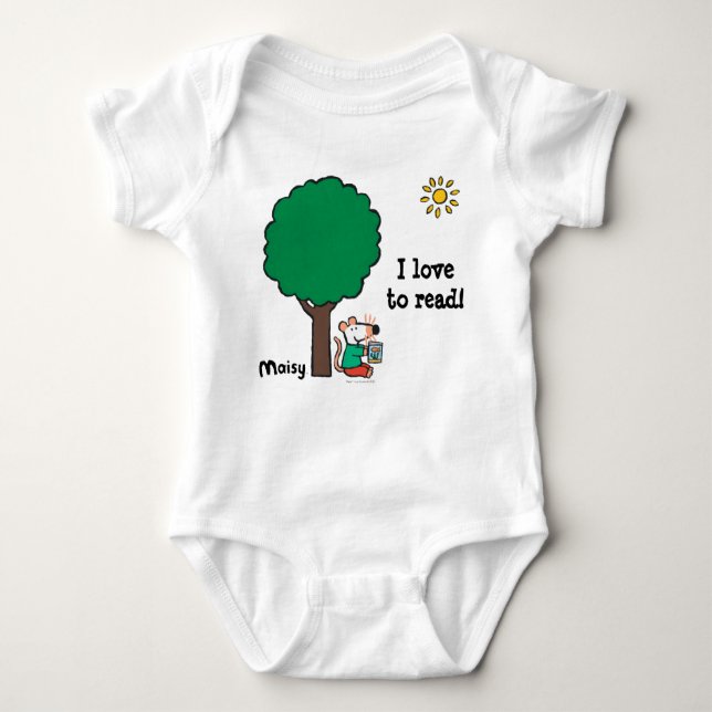 Maisy Reads Her Library Book Outside Baby Bodysuit (Front)