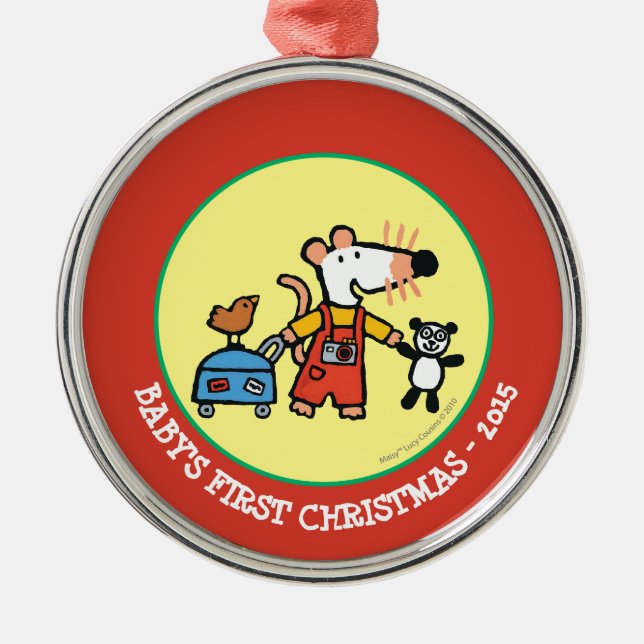 Maisy Ready for Vacation with Luggage Metal Tree Decoration (Front)