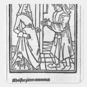 Maitre Pathelin and Guillemette Square Sticker