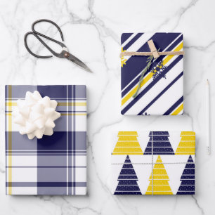 Maize and Blue gift wrapping 3-pack  Wrapping Paper Sheet