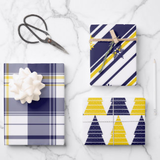 Maize and Blue gift wrapping 3-pack Wrapping Paper Sheet
