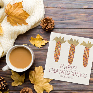 Maize or Indian Corn Happy Thanksgiving Napkin
