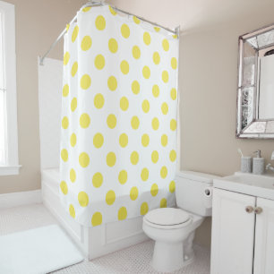 Maize Yellow Polka Dots Circles Shower Curtain