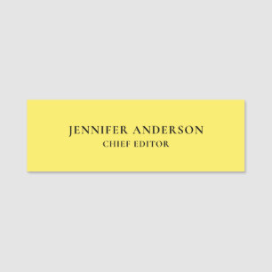 Maize Yellow Professional Modern Plain Minimalist Name Tag