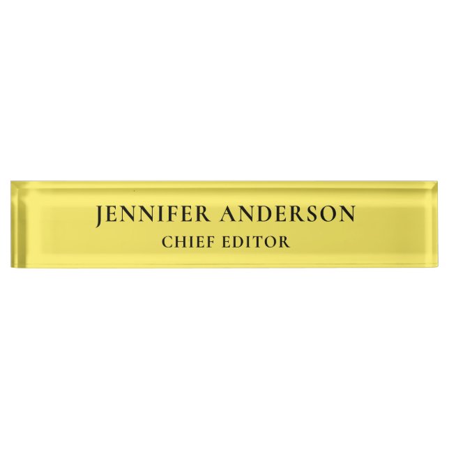Maize Yellow Professional Modern Plain Minimalist Nameplate (Front)