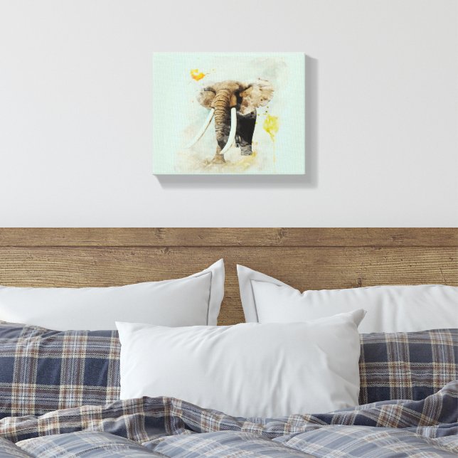 Majestic African Elephant Watercolor Art Print | W (Insitu(Bedroom))