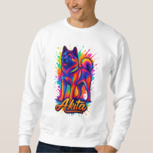 Majestic Akita – Vibrant Colourful Pop Art Illustr Sweatshirt