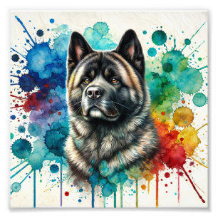Majestic Akita Watercolor Art Photo Print