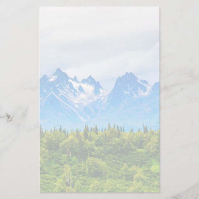 Majestic Alaska Mountains Stationery (Front)