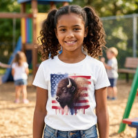 Majestic American Bison & Patriotic Flag Artwork