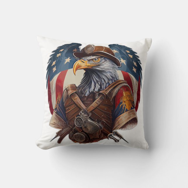 Majestic American Eagle – Patriotic Wildlife Art  Cushion (Front)