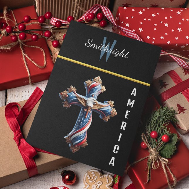 Majestic American Flag Cross With Soaring Eagle Postcard (Creator Uploaded)