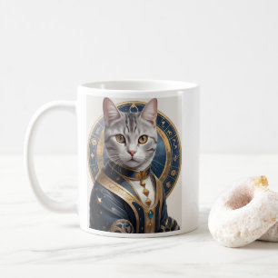 Majestic American Shorthair Cat in Blue and Gold Coffee Mug