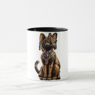 Majestic Ancient Egyptian Cat Deity Golde Mug