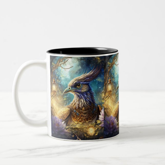 majestic andalusian bird inspired  Two-Tone coffee mug (Left)