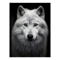 Majestic Arctic Wolf Portrait in High Contrast Bla