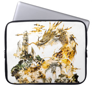Majestic Asian Mythology Dragon Temple Fantasy Laptop Sleeve