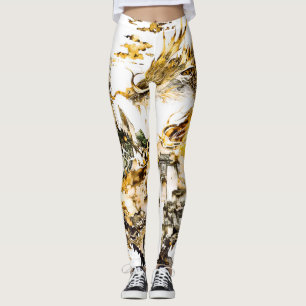Majestic Asian Mythology Dragon Temple Fantasy  Leggings