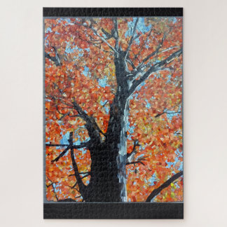 Majestic Autumn Tree Mosaic Design Jigsaw Puzzle