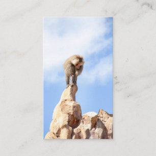 Majestic Baboon on Mountain Peak Business Card