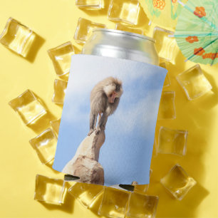 Majestic Baboon on Mountain Peak Can Cooler