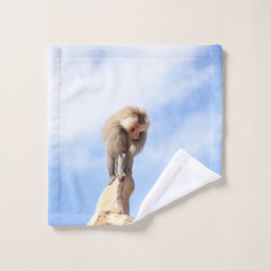 Majestic Baboon on Mountain Peak Wash Cloth