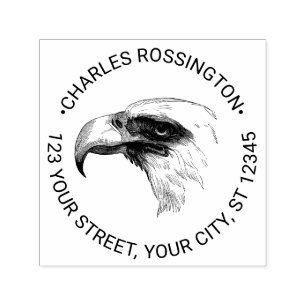 Majestic Bald Eagle Head Name Return Address  Self-inking Stamp