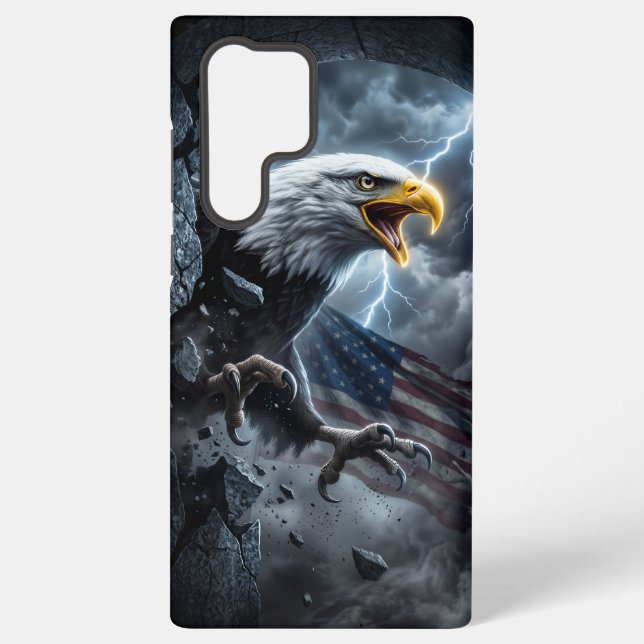Majestic Bald Eagle in Lightning Storm Phone Case  (Back)